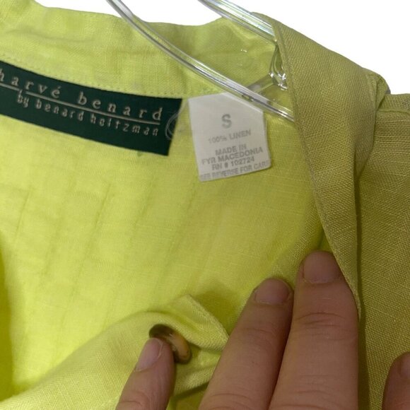 Harve Bernard Vintage Womens Shirt Size S Yellow Button Up Long Sleeve Side Slit - Picture 5 of 6